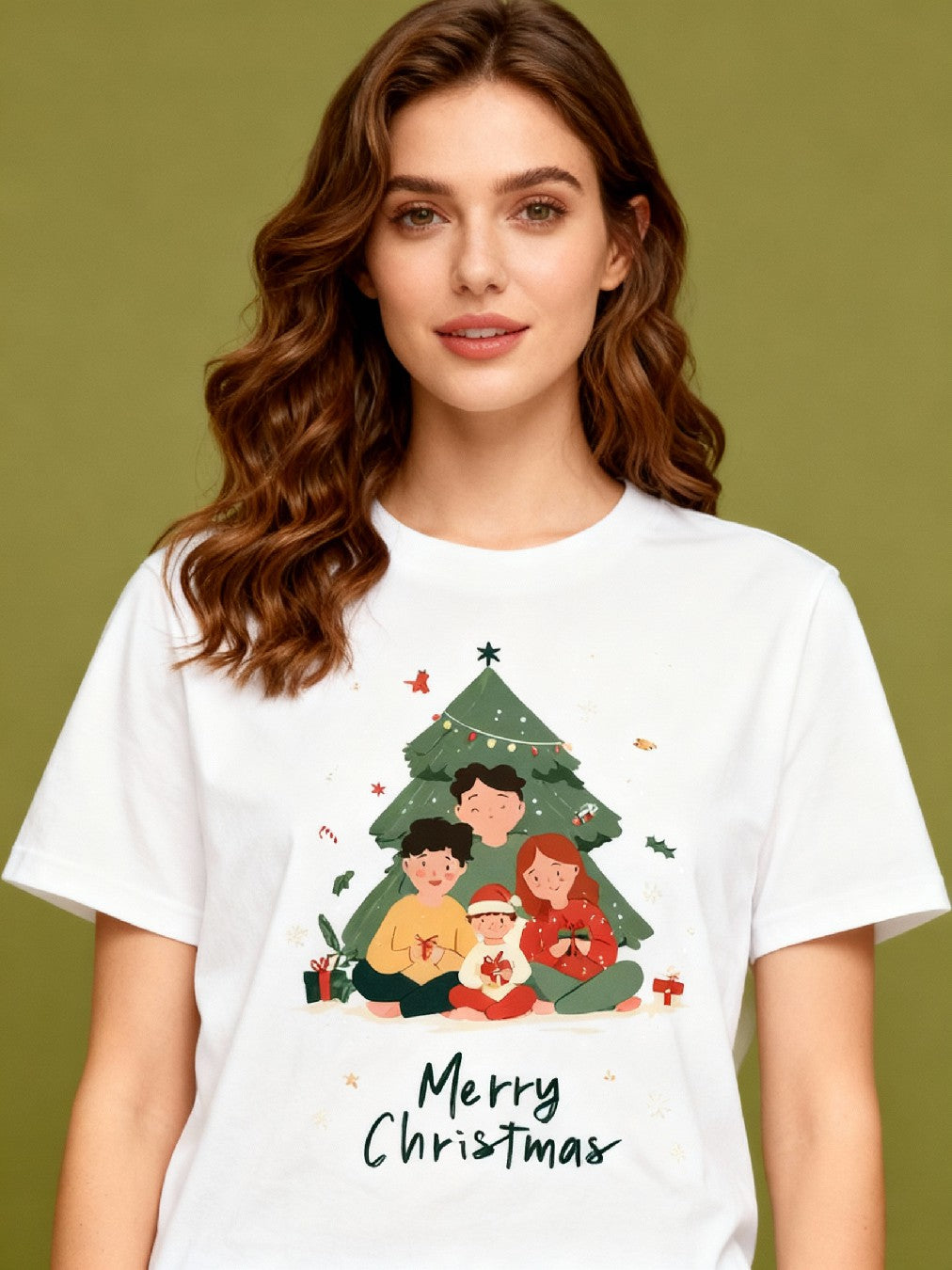 Graphic T-shirt - Kids & Adult Christmas Matching Tee (Family 4 & Tree)