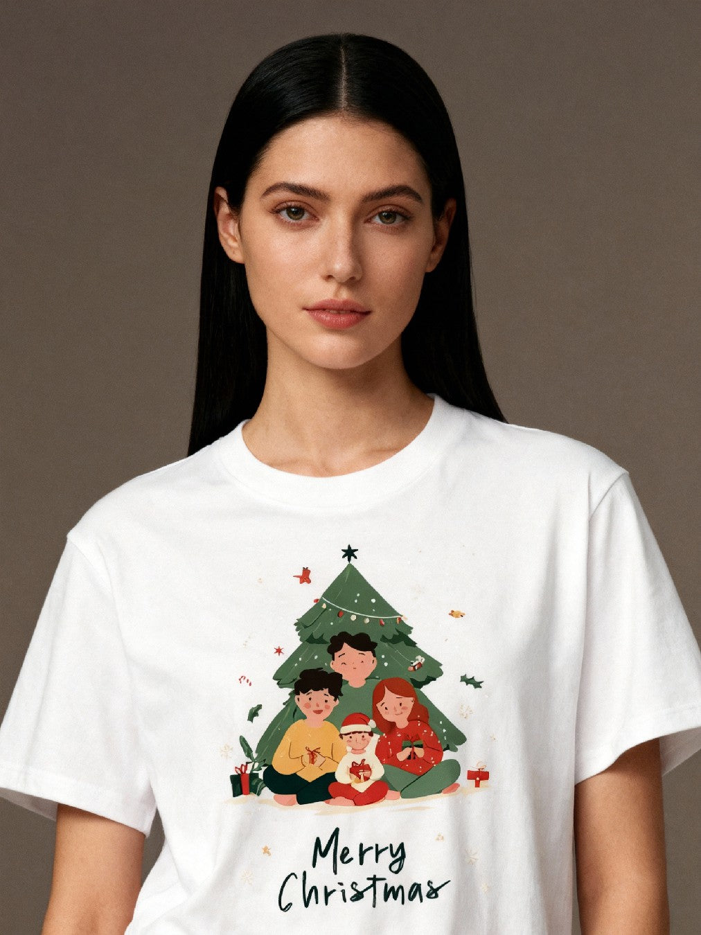 Graphic T-shirt - Kids & Adult Christmas Matching Tee (Family 4 & Tree)