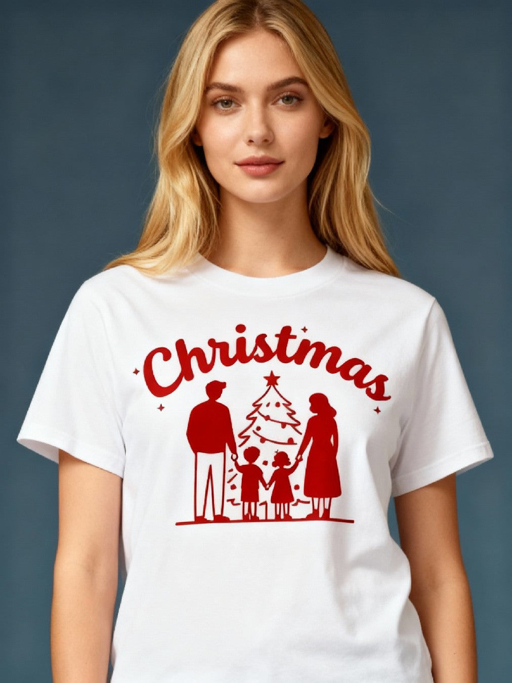 Graphic T-shirt - Kids & Adult Christmas Matching Tee (Silhouette Family & Tree)