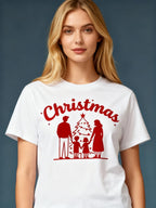 Graphic T-shirt - Kids & Adult Christmas Matching Tee (Silhouette Family & Tree)