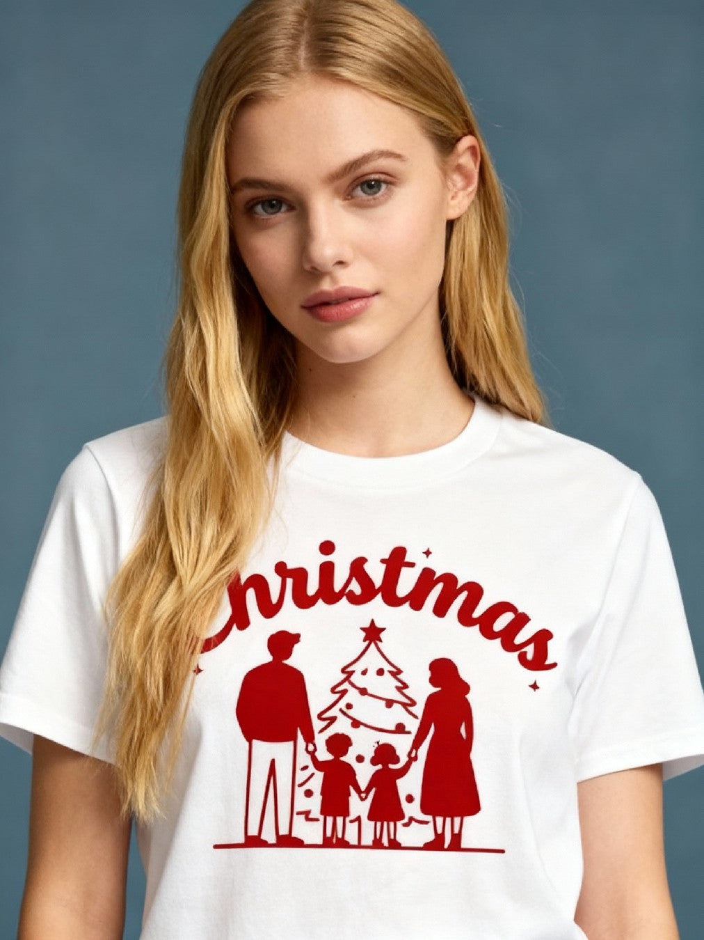 Graphic T-shirt - Kids & Adult Christmas Matching Tee (Silhouette Family & Tree)