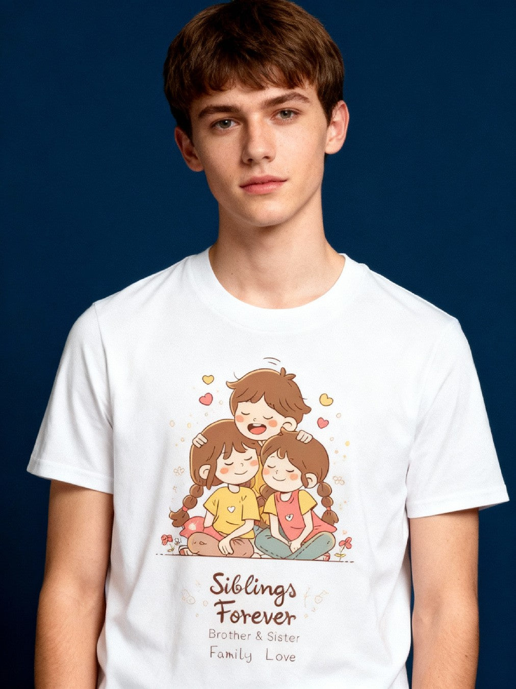 Graphic T-shirt - Sisters & Brothers Matching Tee (Siblings Forever, Family Love)