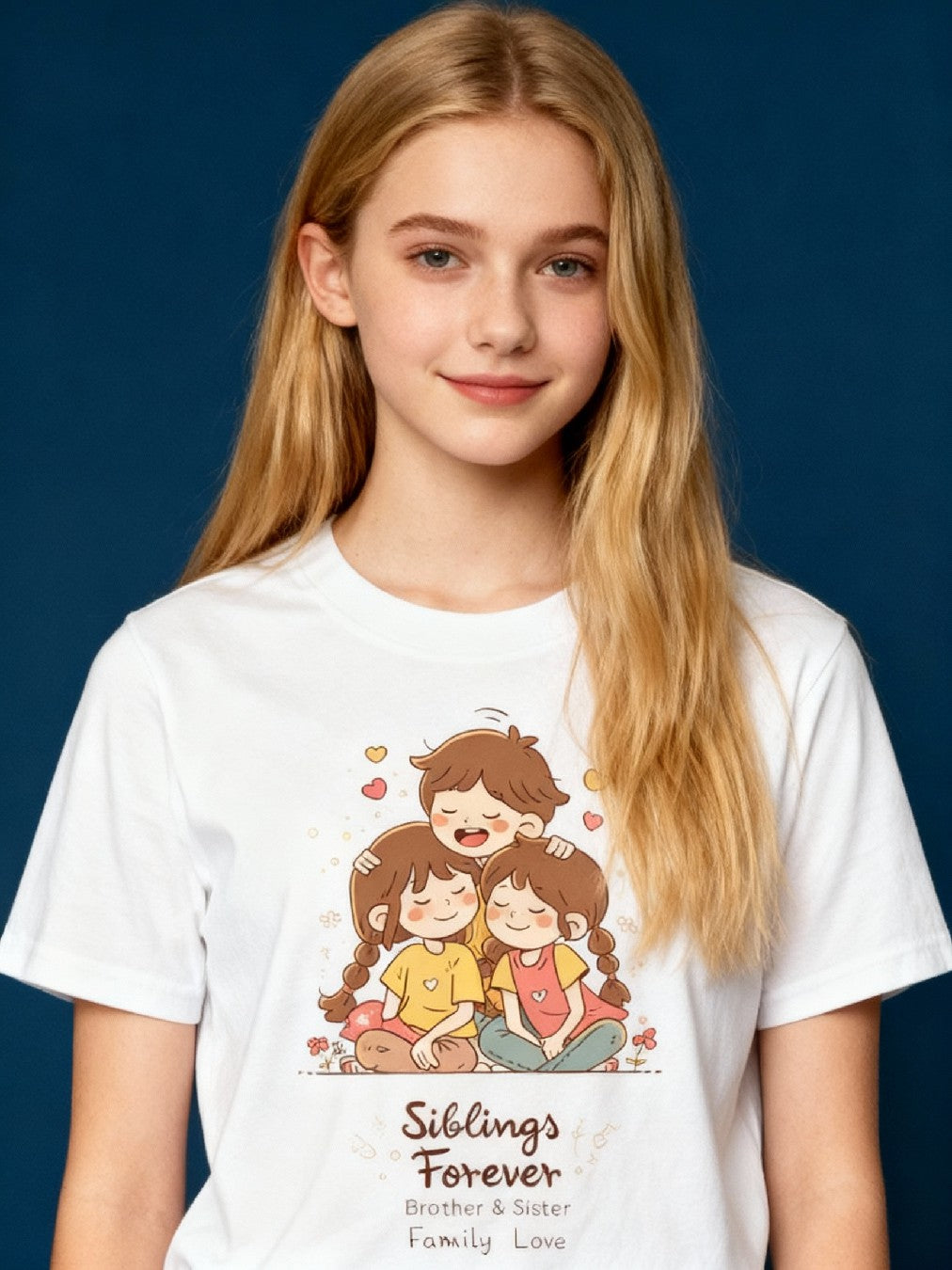 Graphic T-shirt - Sisters & Brothers Matching Tee (Siblings Forever, Family Love)