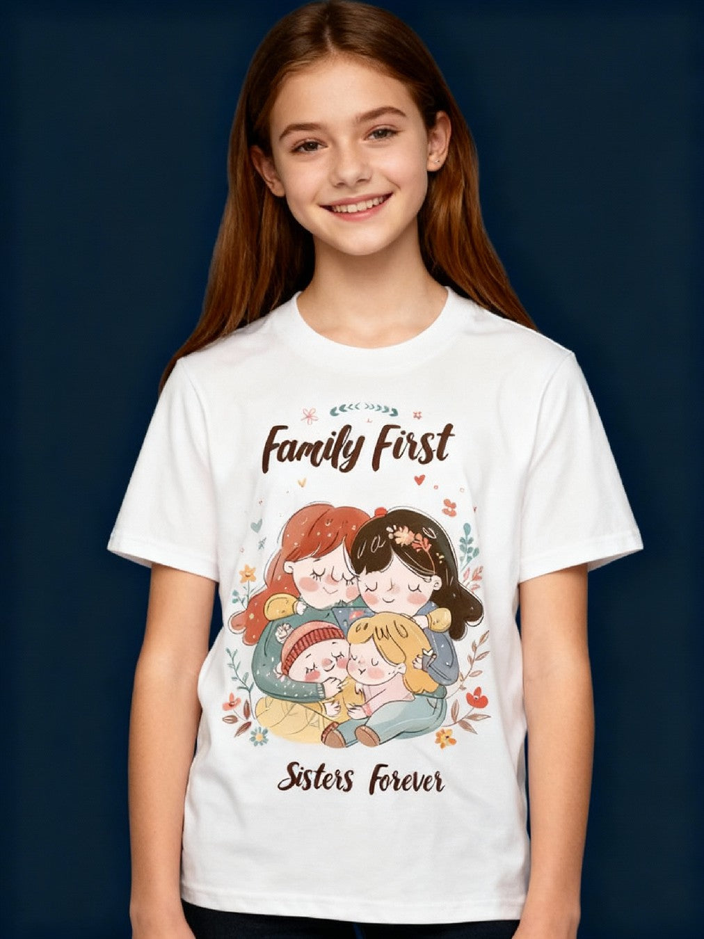 Graphic T-shirt - Sisters Matching Tee (Family First)