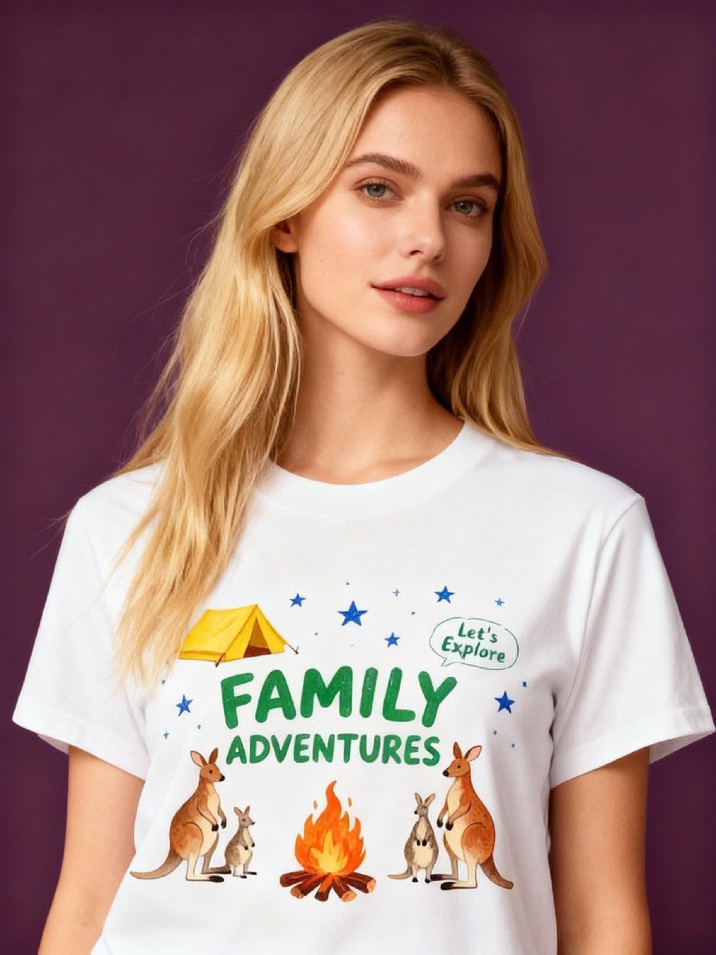 Graphic T-shirt - Kangaroo & Tent Matching Tee (Family Adventure)