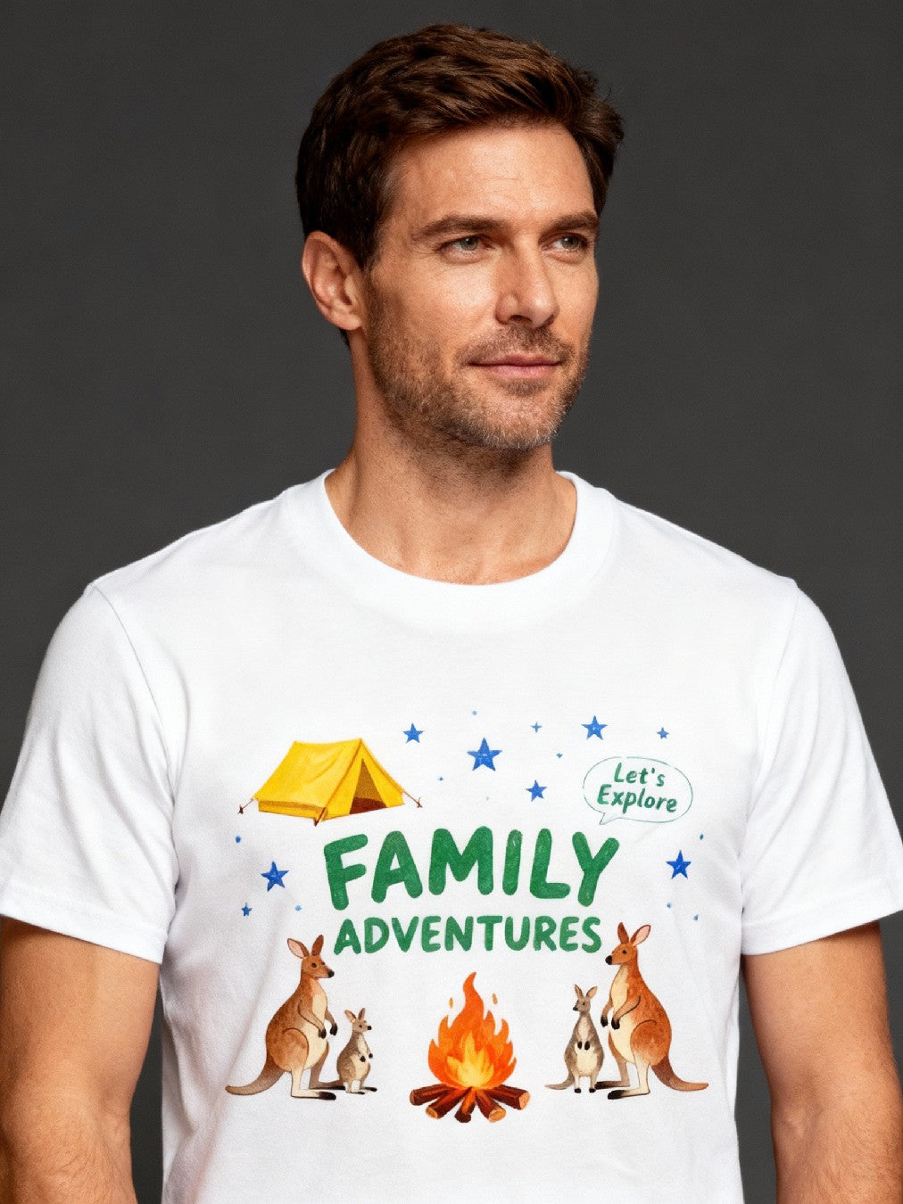 Graphic T-shirt - Kangaroo & Tent Matching Tee (Family Adventure)