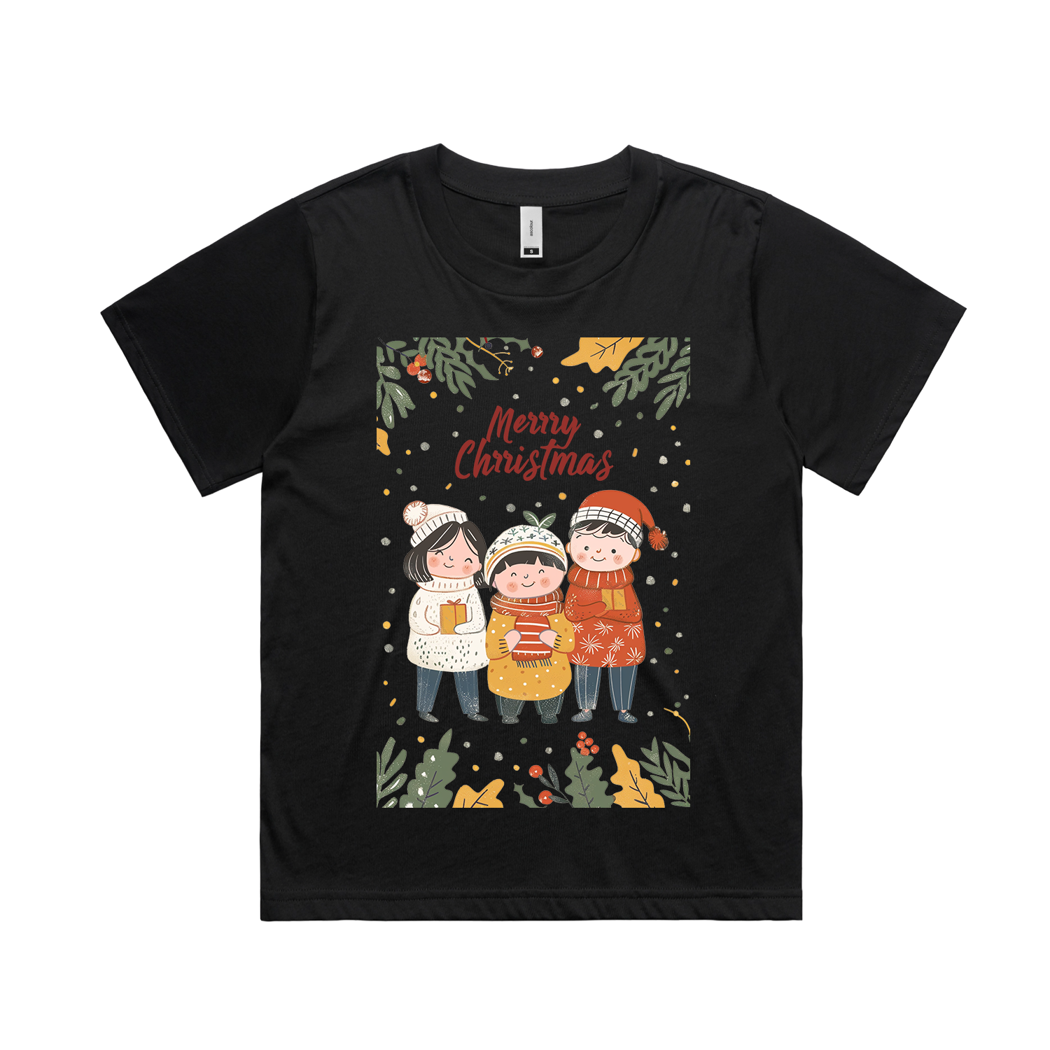Graphic T-shirt - Kids & Adult Christmas Matching Tee (Family, Leaves & Lights)
