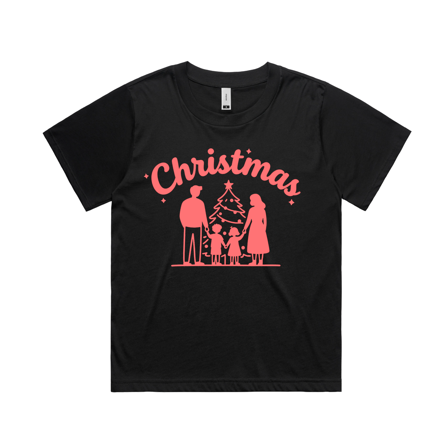 Graphic T-shirt - Kids & Adult Christmas Matching Tee (Silhouette Family & Tree)