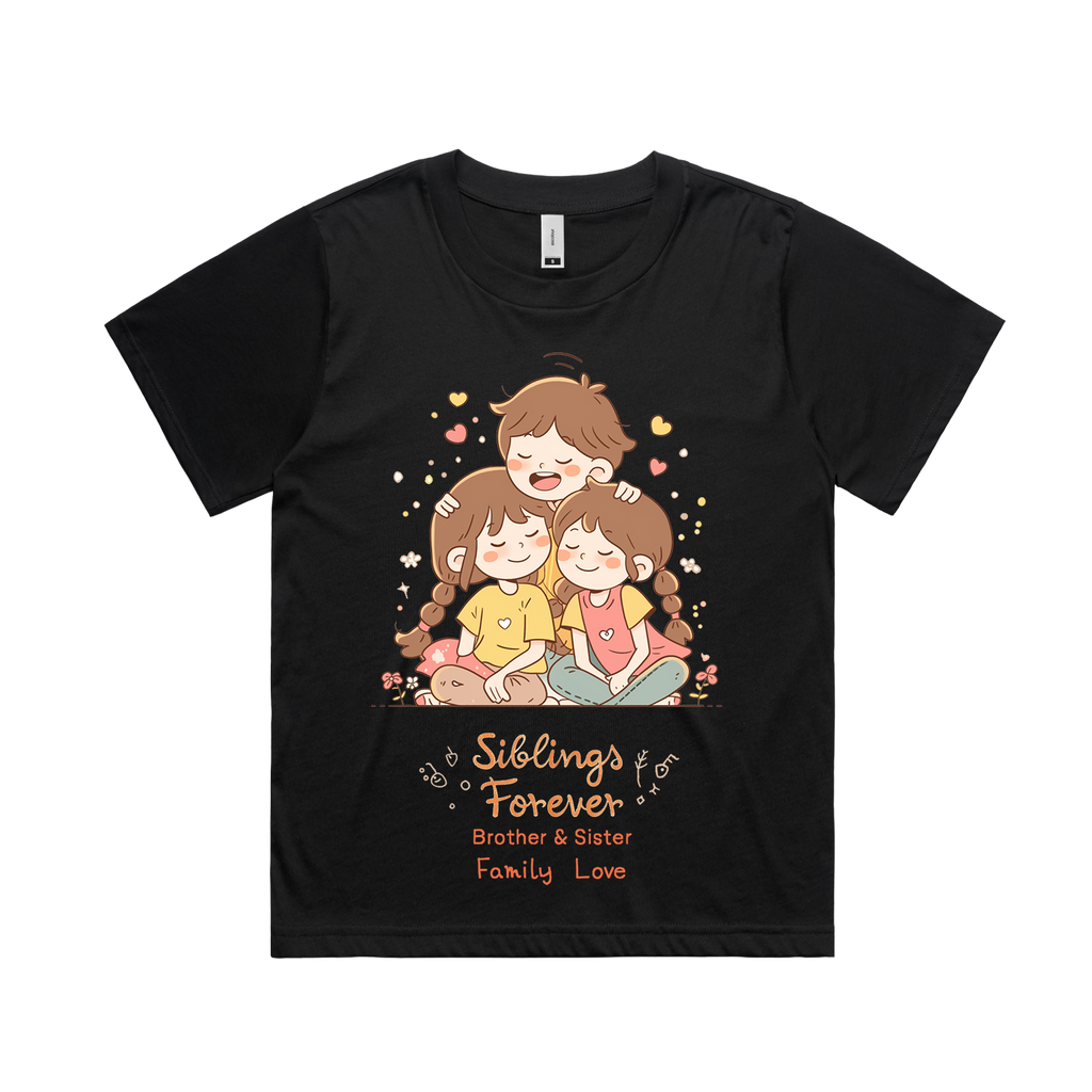 Graphic T-shirt - Sisters & Brothers Matching Tee (Siblings Forever, Family Love)