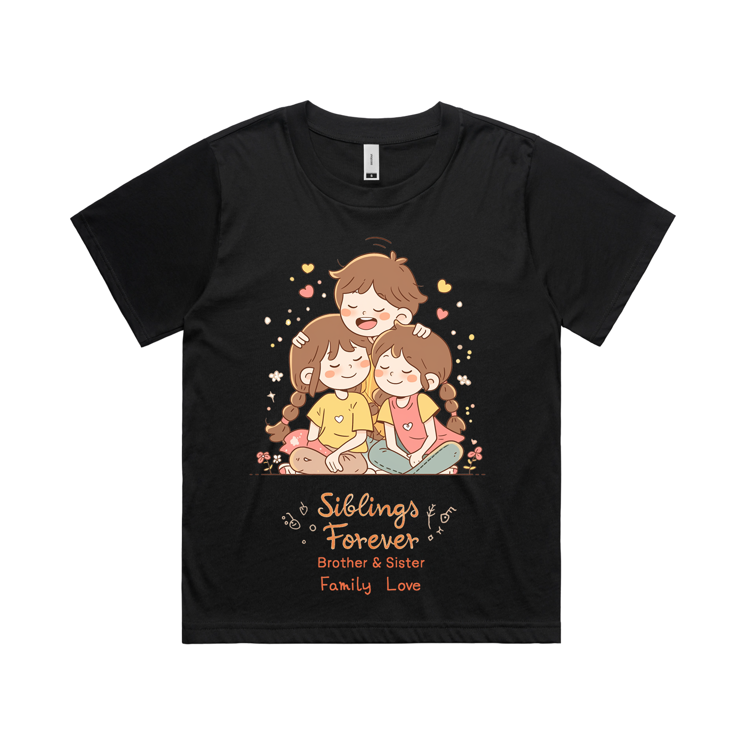 Graphic T-shirt - Sisters & Brothers Matching Tee (Siblings Forever, Family Love)