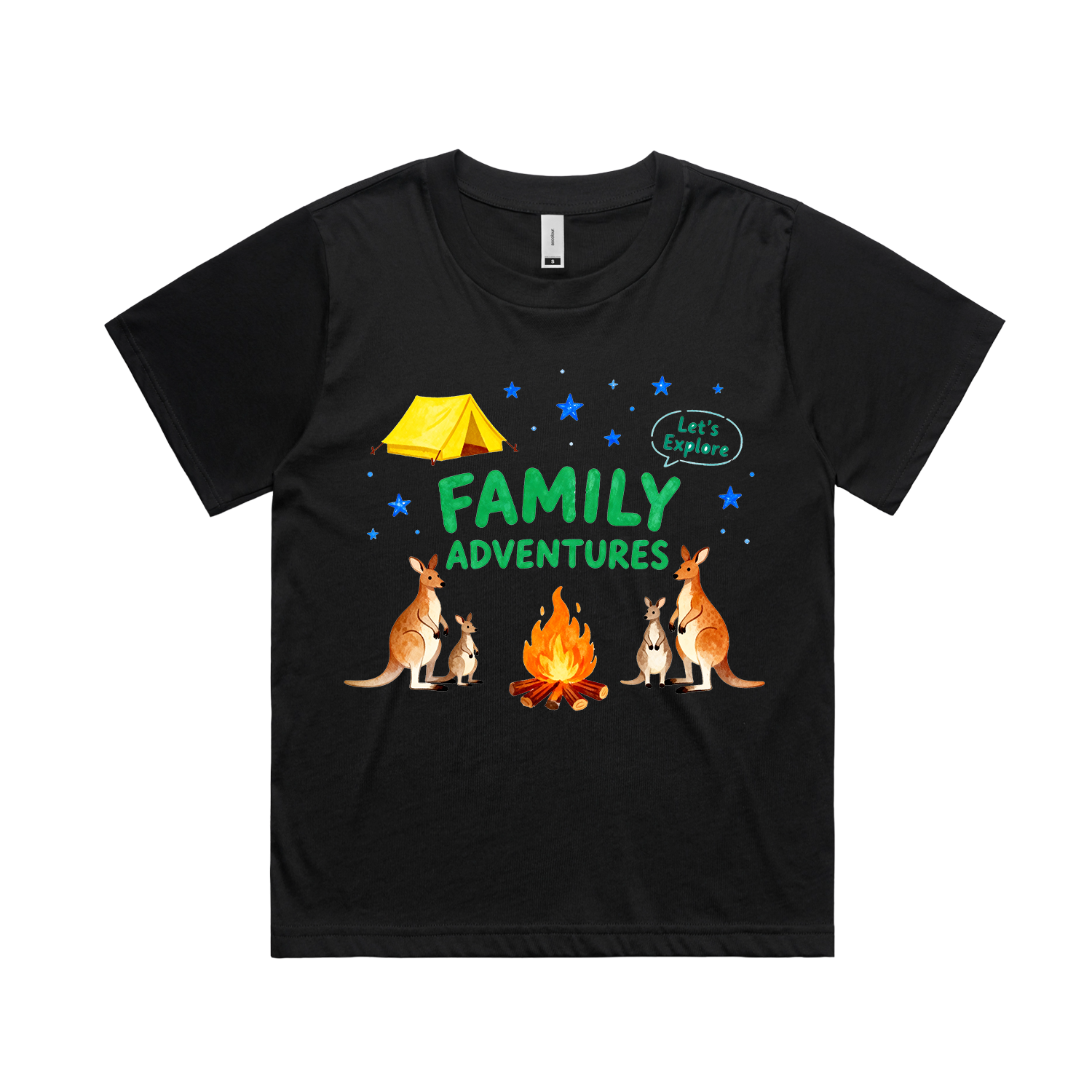 Graphic T-shirt - Kangaroo & Tent Matching Tee (Family Adventure)