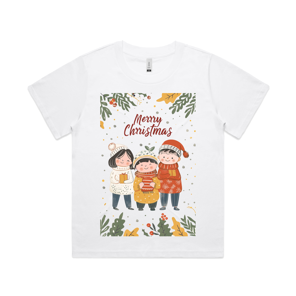Graphic T-shirt - Kids & Adult Christmas Matching Tee (Family, Leaves & Lights)
