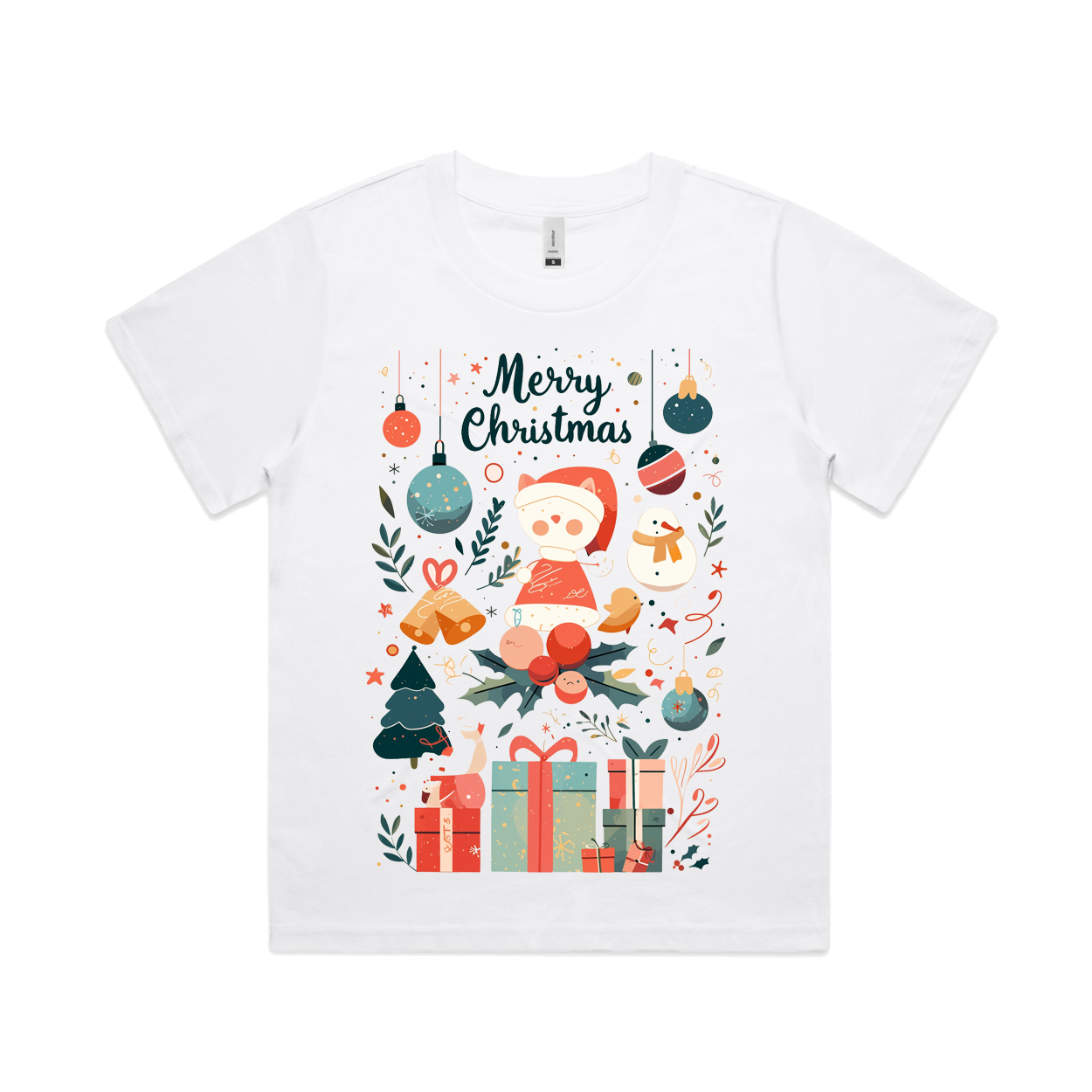 Graphic T-shirt - Kids & Adult Christmas Matching Tee (Santa & Ornaments)