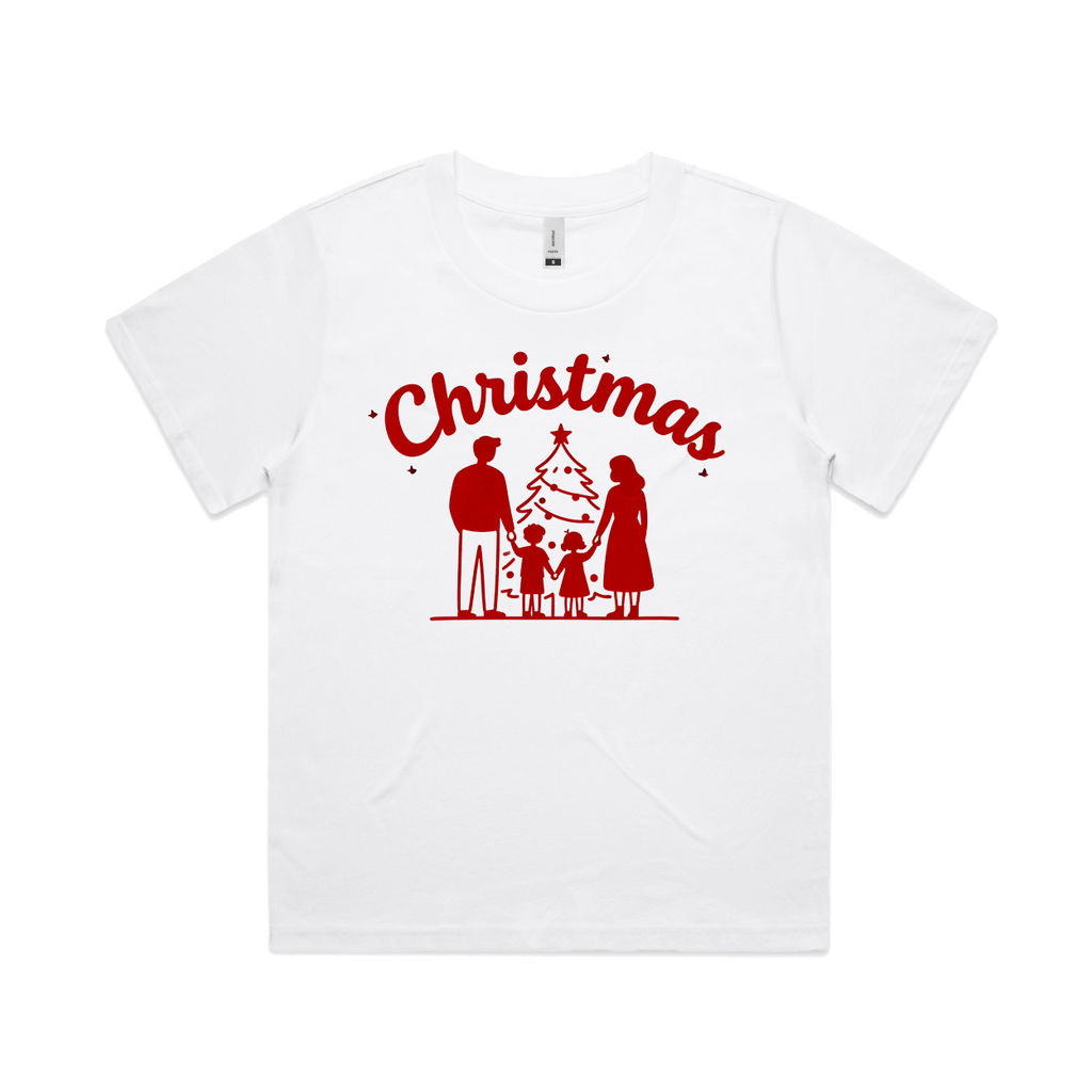 Graphic T-shirt - Kids & Adult Christmas Matching Tee (Silhouette Family & Tree)