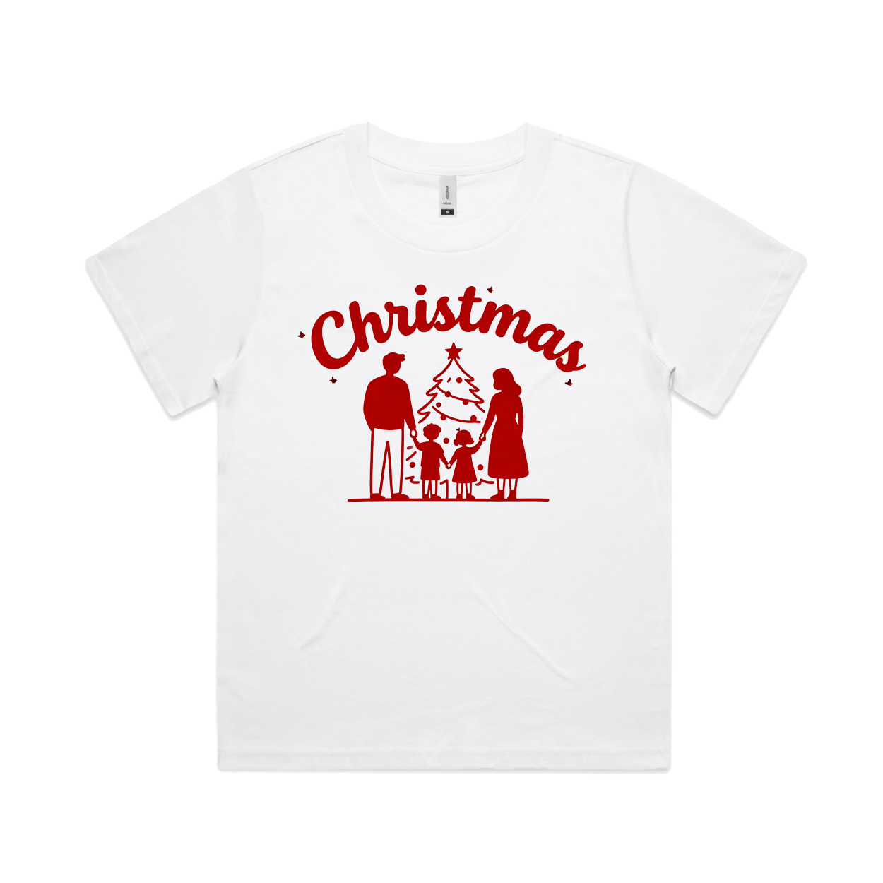 Graphic T-shirt - Kids & Adult Christmas Matching Tee (Silhouette Family & Tree)