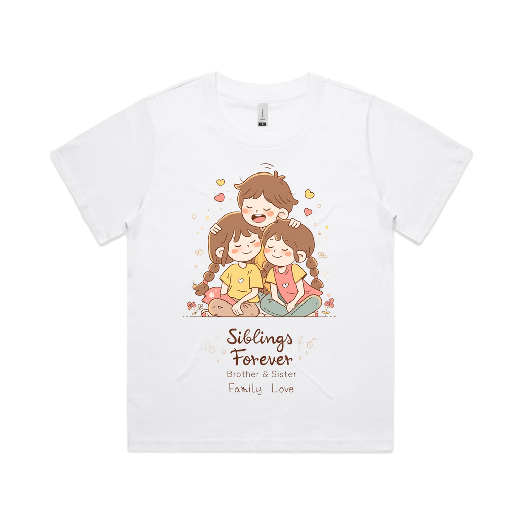Graphic T-shirt - Sisters & Brothers Matching Tee (Siblings Forever, Family Love)