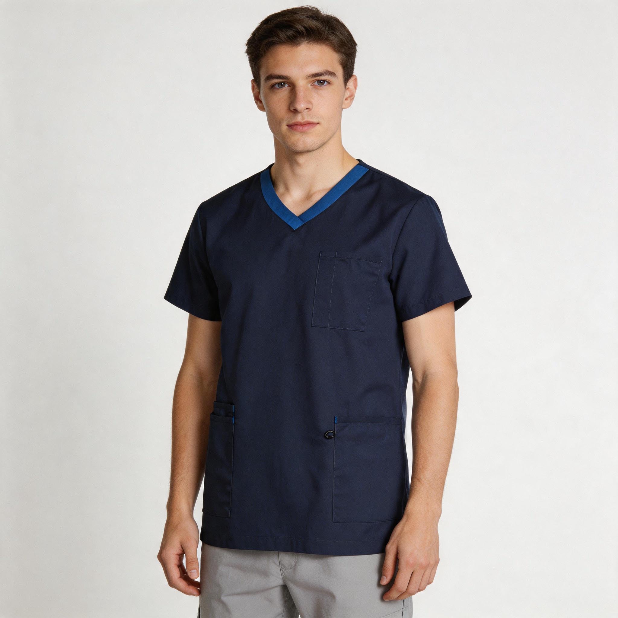 Mens Contrast Trim Scrub| 160gsm Stretch Scrub with Custom Embroidery