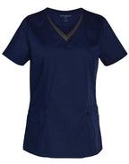 Ladies Contrast Trim Scrub| 160gsm Stretch Scrub with Custom Embroidery