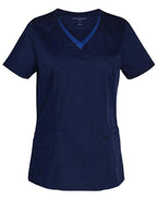 Ladies Contrast Trim Scrub| 160gsm Stretch Scrub with Custom Embroidery