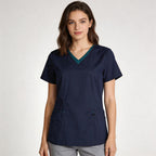 Ladies Contrast Trim Scrub| 160gsm Stretch Scrub with Custom Embroidery
