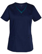 Ladies Contrast Trim Scrub| 160gsm Stretch Scrub with Custom Embroidery