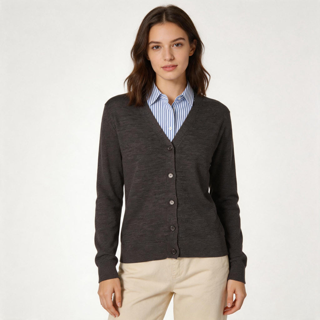 Ladies Merino Wool Cardigan | Premium Knitwear with Custom Embroidery