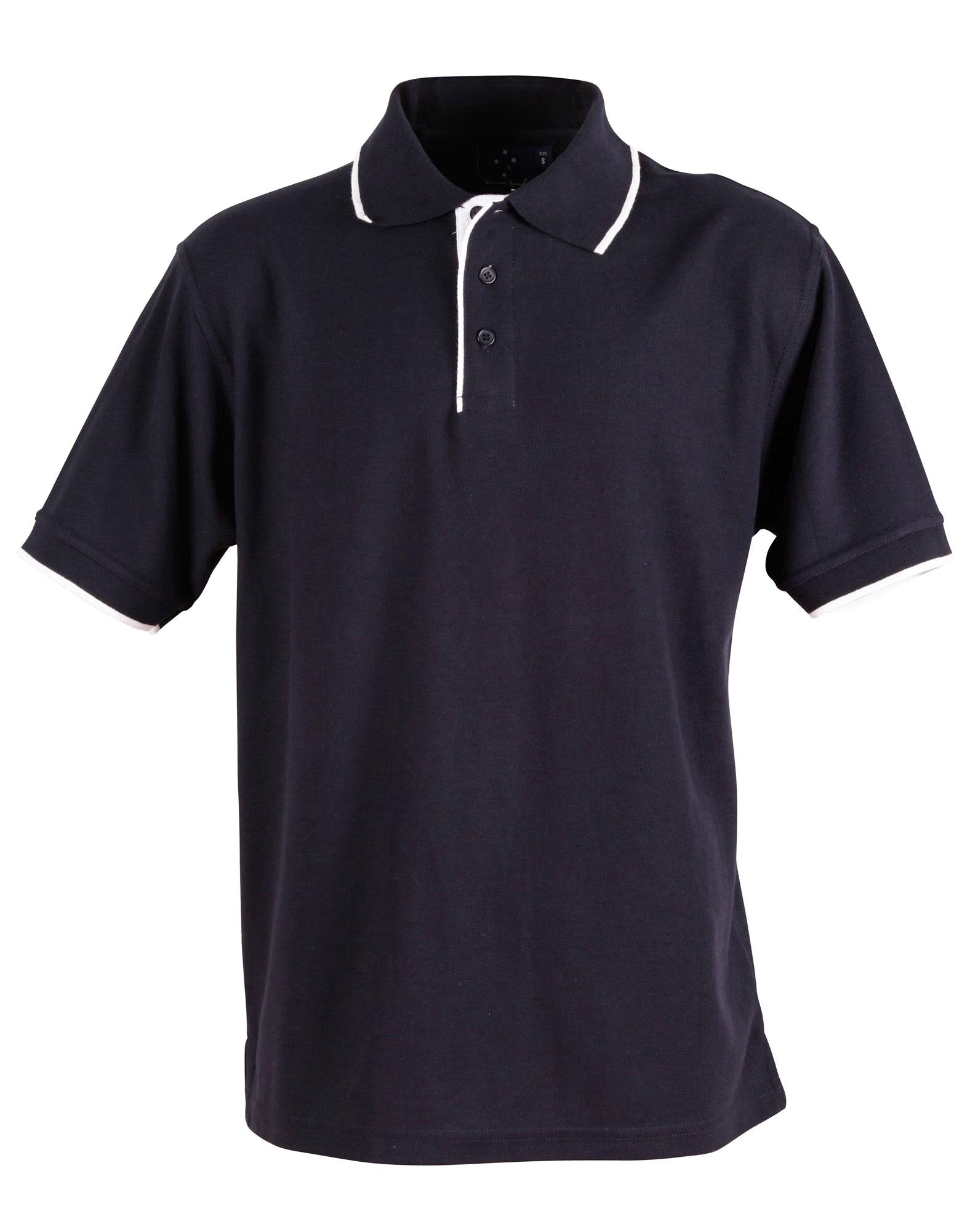 Mens Contrast Pique Polo | 240gsm Poly-Cotton Polo with Embroidery Custom Printing