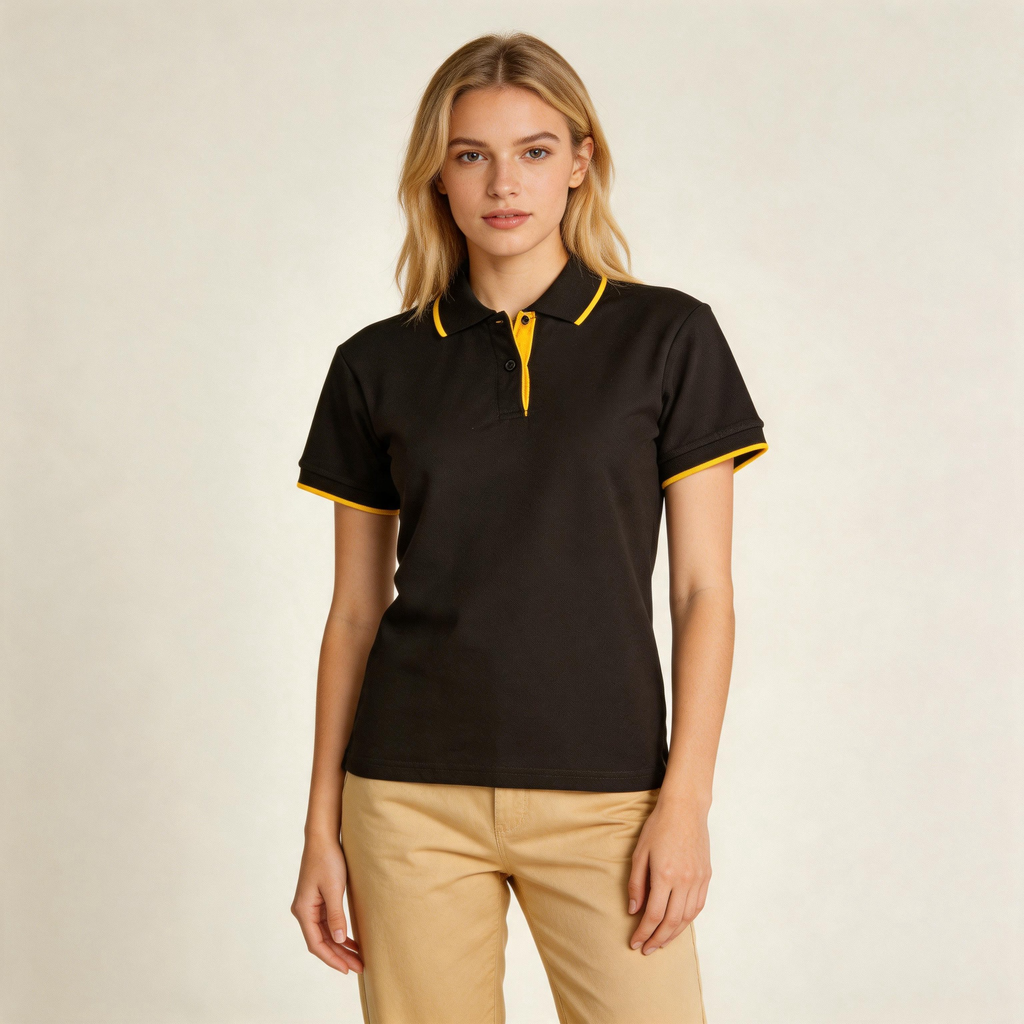 Ladies Contrast Pique Polo | 240gsm Poly-Cotton Polo with Embroidery or Custom Printing