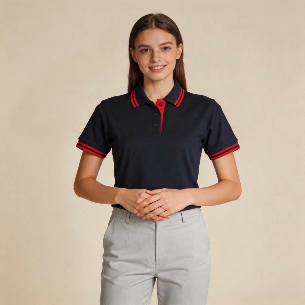 Ladies TrueDry Contrast Pique Polo | 185gsm Cotton Blend with Embroidery or Custom Printing