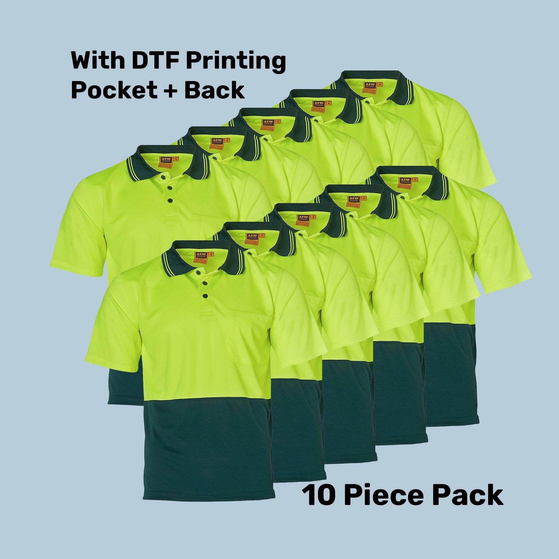 Hi-Vis CoolDry Safety Polo Pack (5 or 10) – Special Offer |  Class D Workwear with Custom Printing