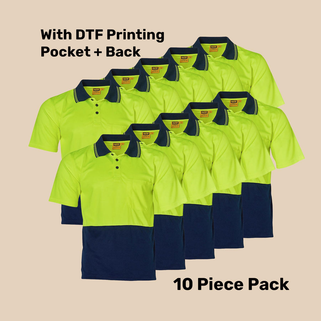 Hi-Vis CoolDry Safety Polo Pack (5 or 10) – Special Offer |  Class D Workwear with Custom Printing