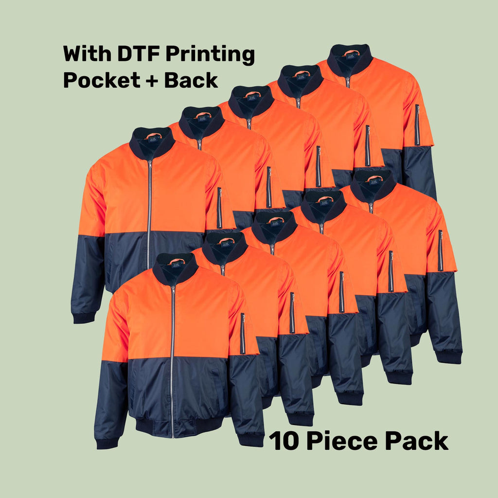 Hi-Vis Flying Jacket Pack (5 or 10) – Special Offer | Waterproof Class D Workwear with Custom Printing