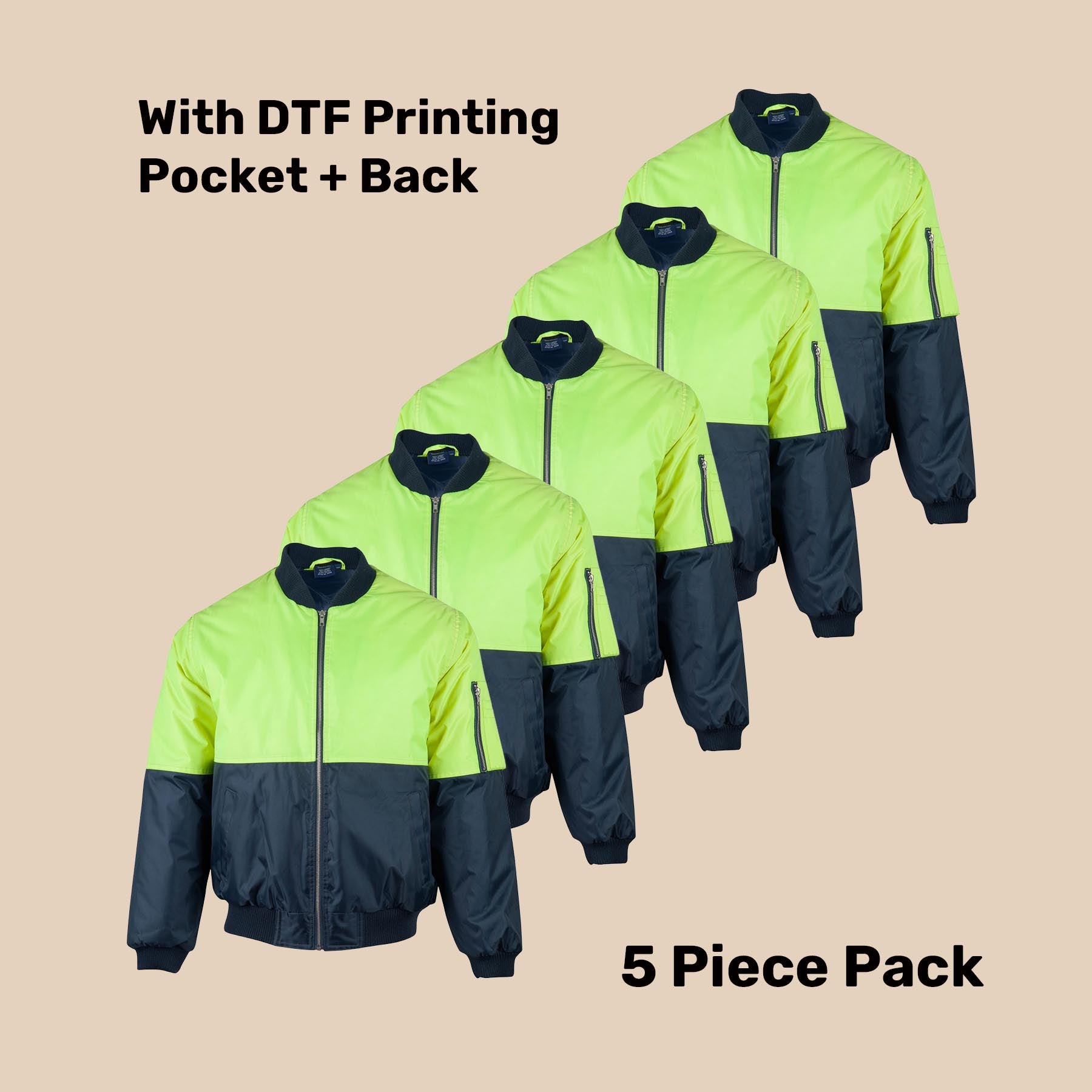 Hi-Vis Flying Jacket Pack (5 or 10) – Special Offer | Waterproof Class D Workwear with Custom Printing
