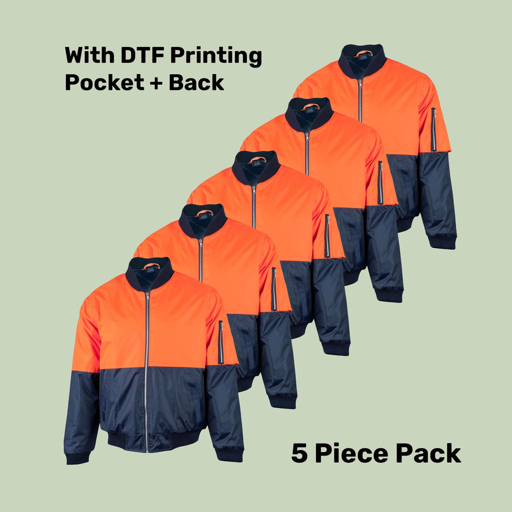 Hi-Vis Flying Jacket Pack (5 or 10) – Special Offer | Waterproof Class D Workwear with Custom Printing