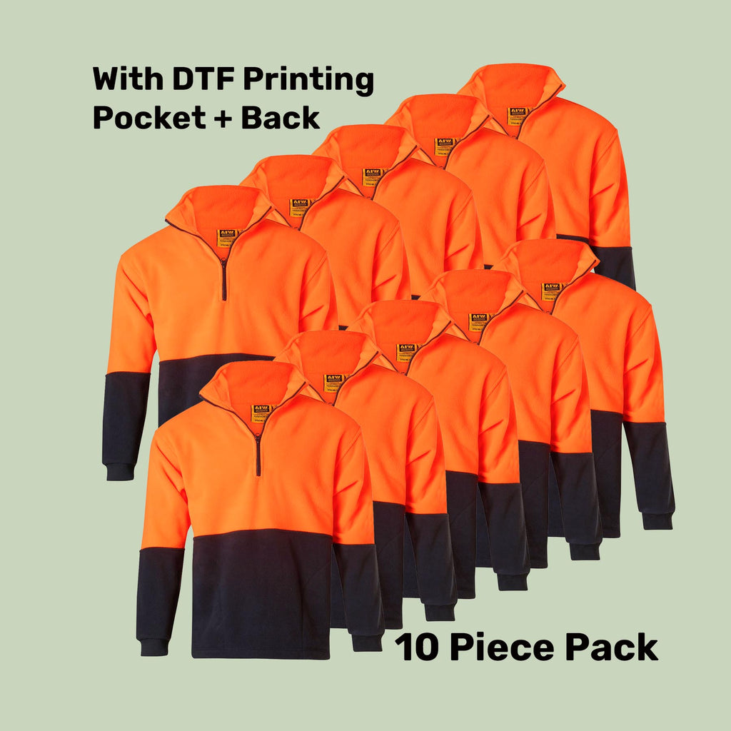 Hi-Vis Half Zip Polar Fleece Pullover Pack (5 or 10) – Special Offer | 300gsm Class D Workwear with Custom Printing