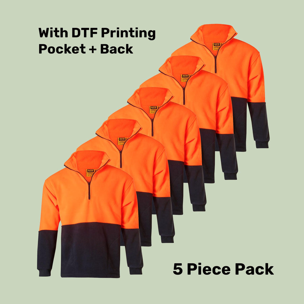 Hi-Vis Half Zip Polar Fleece Pullover Pack (5 or 10) – Special Offer | 300gsm Class D Workwear with Custom Printing