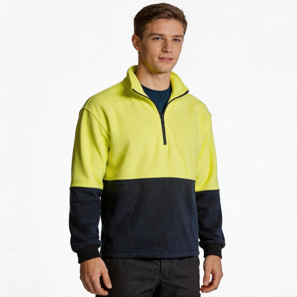Hi-Vis Half Zip Polar Fleece Pullover | 300gsm Class D Workwear with Custom Printing