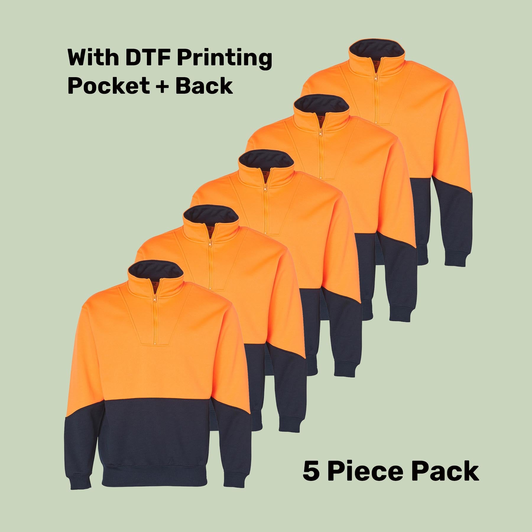 Hi-Vis Half Zip Fleece Sweat Pack (5 or 10) – Special Offer | 320gsm Class D Workwear with Custom Printing
