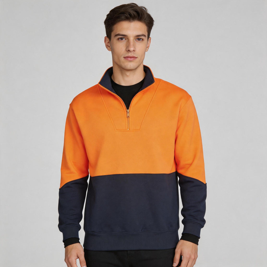 Hi-Vis Half Zip Fleece Sweat | 320gsm Class D Workwear with Custom Printing