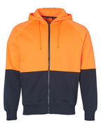 Hi-Vis Full Zip Fleece Hoodie | 320gsm Class D Workwear with Custom Printing