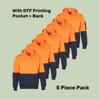 Hi-Vis Kangaroo Pocket Fleecy Hoodie Pack (5 or 10) – Special Offer | 320gsm Class D Workwear with Custom Printing