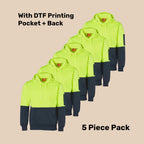 Hi-Vis Kangaroo Pocket Fleecy Hoodie Pack (5 or 10) – Special Offer | 320gsm Class D Workwear with Custom Printing