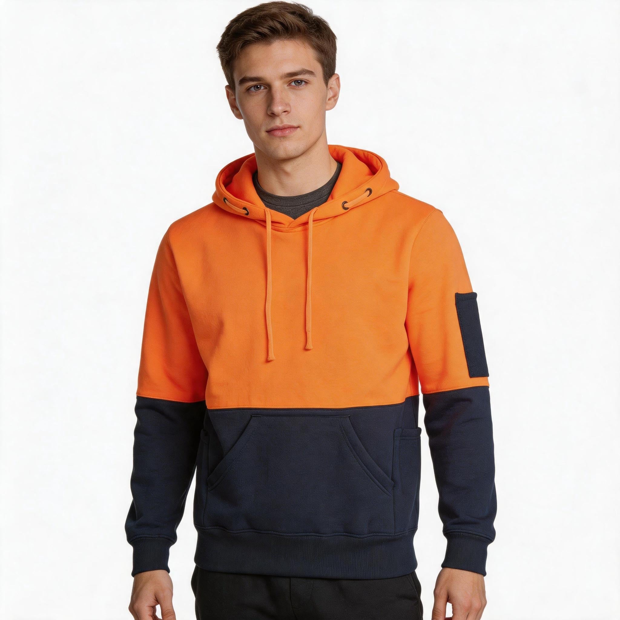 Hi-Vis Kangaroo Pocket Fleecy Hoodie Pack (5 or 10) – Special Offer | 320gsm Class D Workwear with Custom Printing