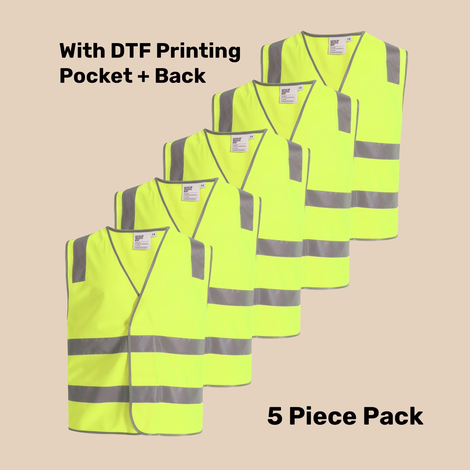 Hi-Vis Safety Vest Pack (5 or 10) – Special Offer | Class D/N Workwear with Custom Printing