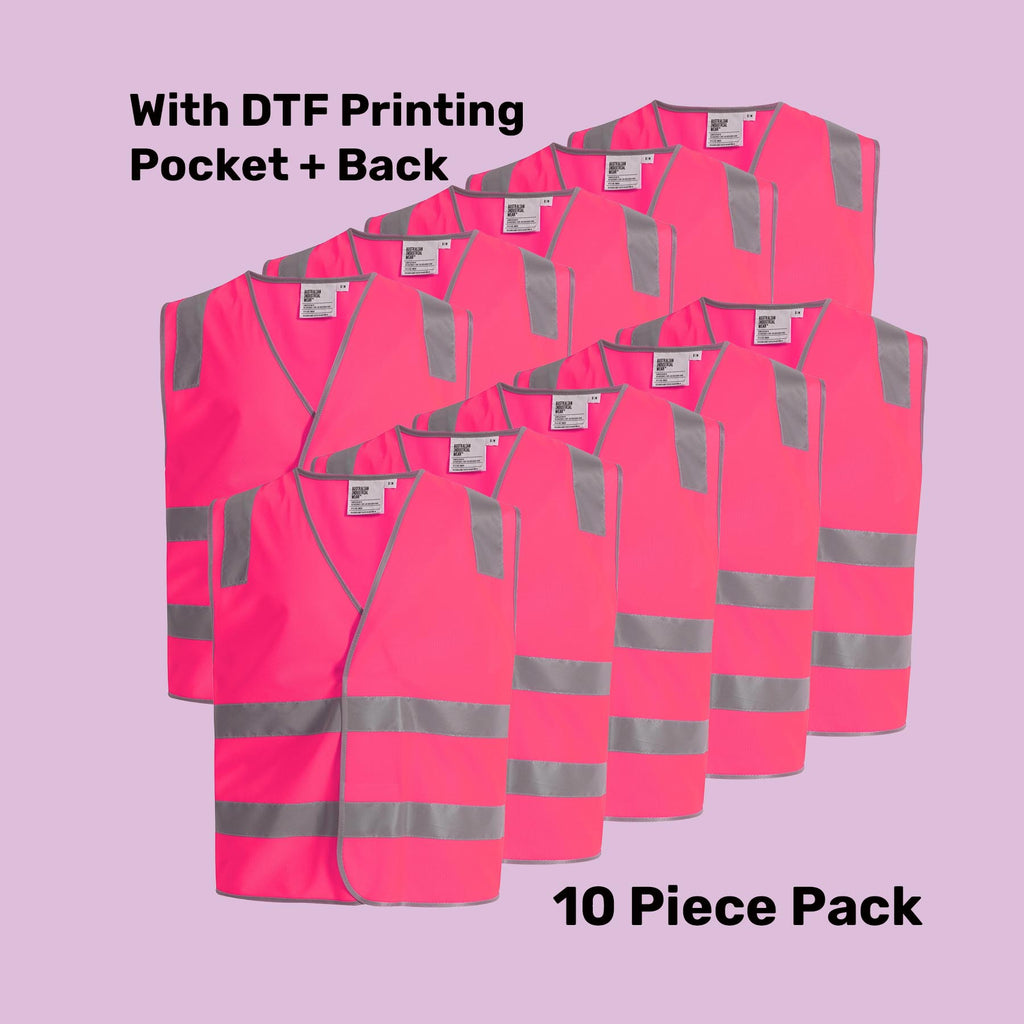 Hi-Vis Safety Vest Pack (5 or 10) – Special Offer | Class D/N Workwear with Custom Printing