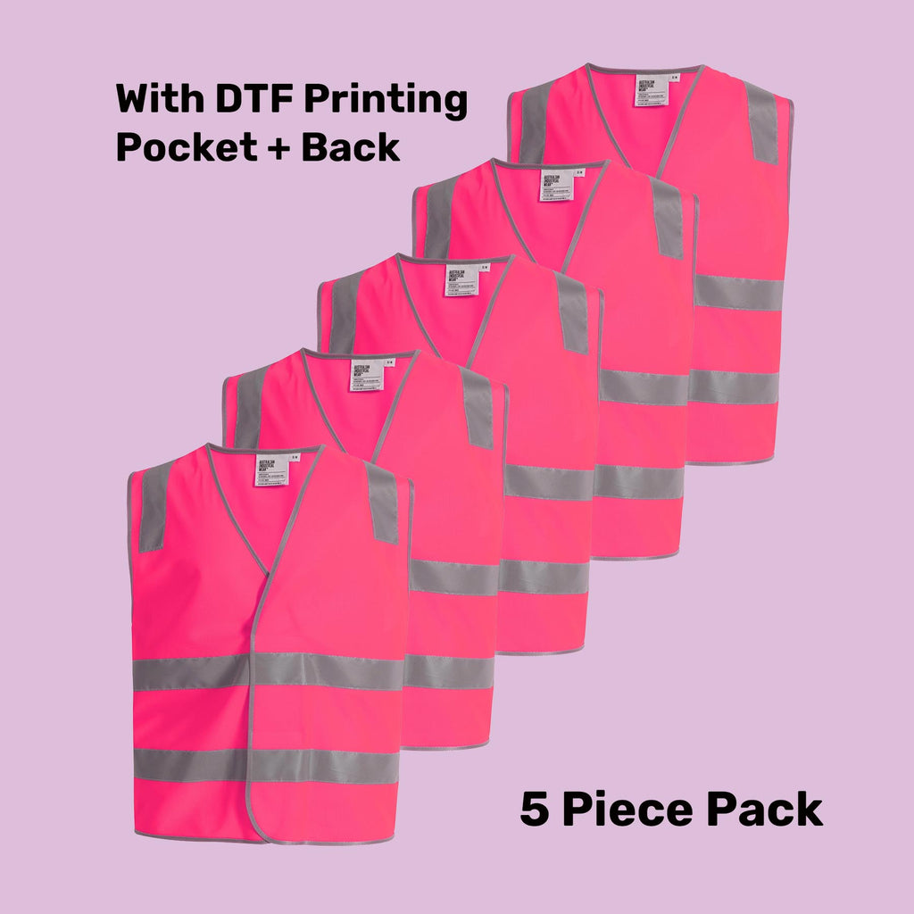 Hi-Vis Safety Vest Pack (5 or 10) – Special Offer | Class D/N Workwear with Custom Printing