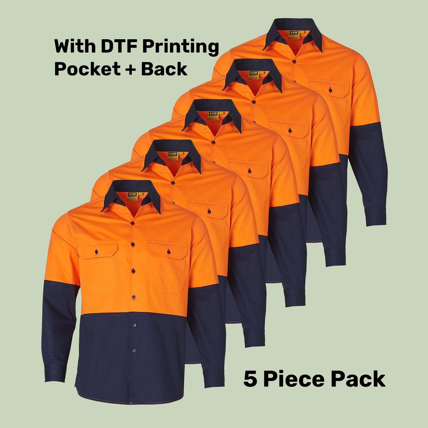 Hi-Vis Safety Shirt Pack (5 or 10) – Special Offer |  Class D Workwear with Custom Printing