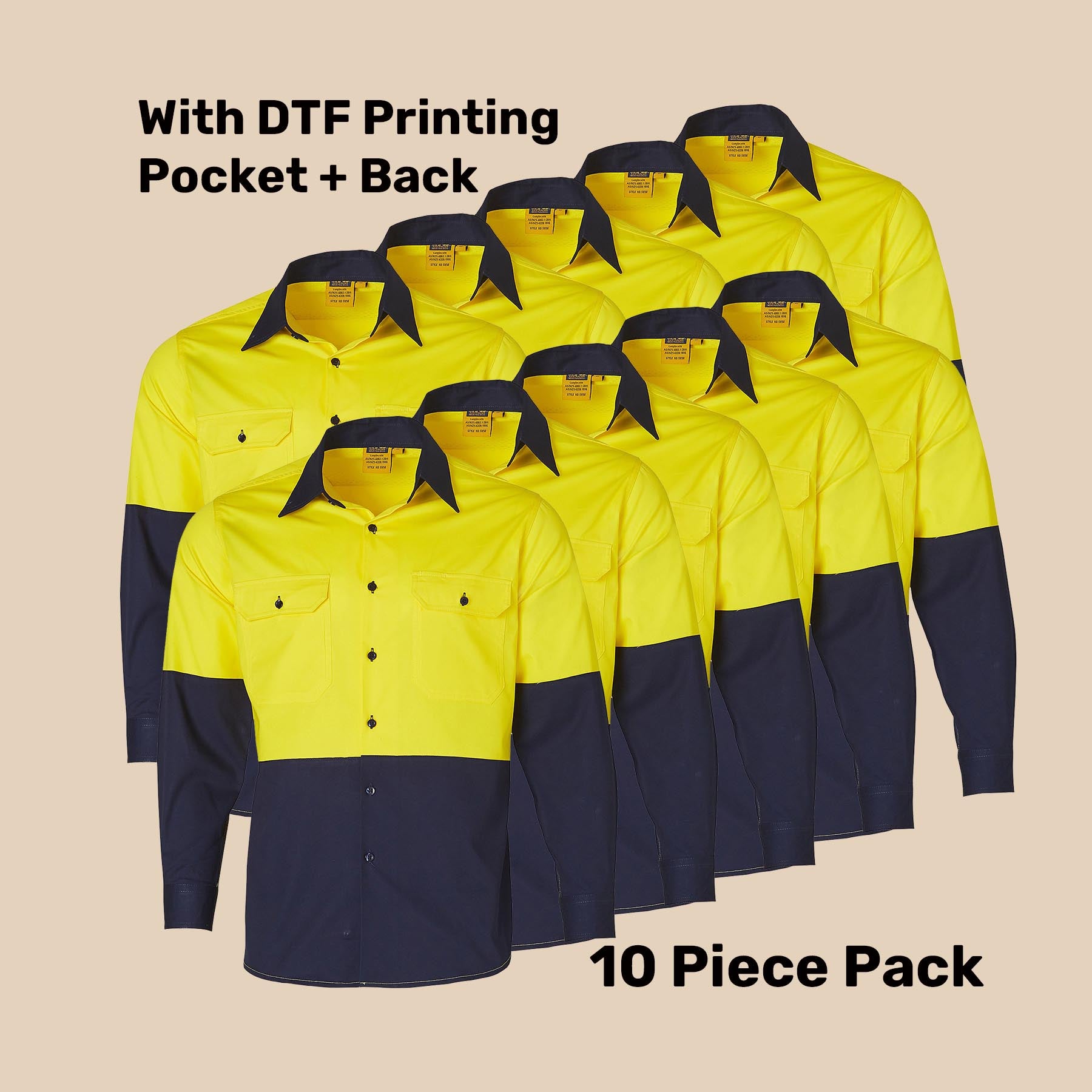 Hi-Vis Safety Shirt Pack (5 or 10) – Special Offer |  Class D Workwear with Custom Printing