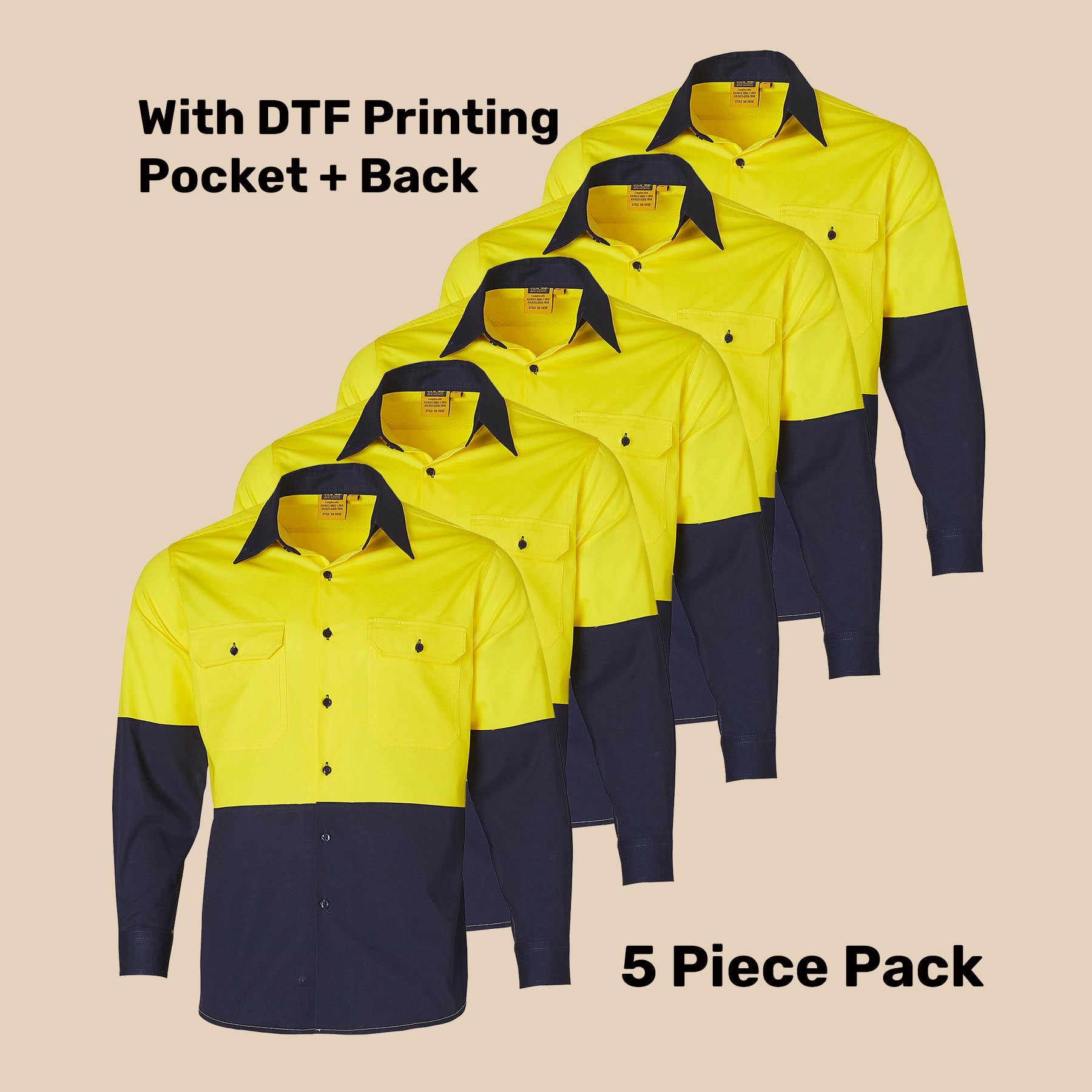 Hi-Vis Safety Shirt Pack (5 or 10) – Special Offer |  Class D Workwear with Custom Printing
