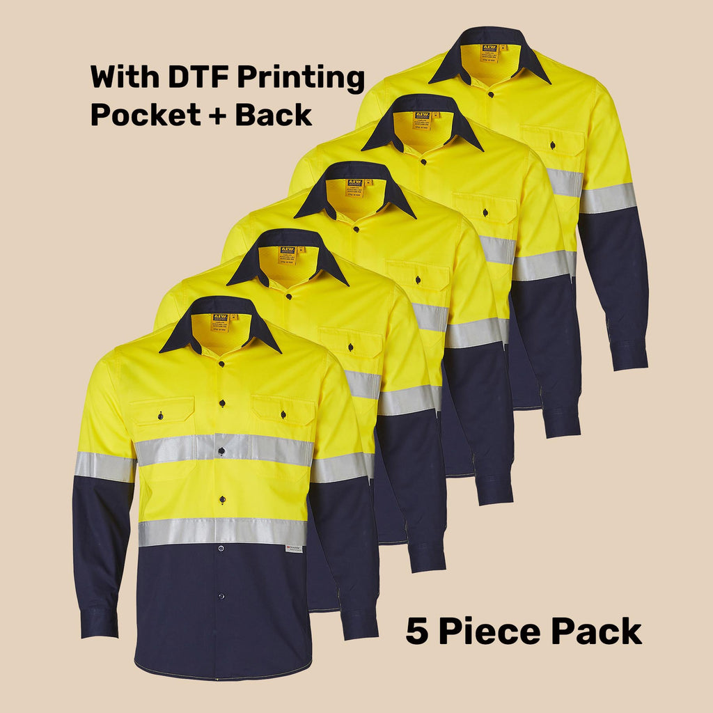 Hi-Vis Tape Safety Shirt Pack (5 or 10) – Special Offer | Class D/N  Workwear with Custom Printing
